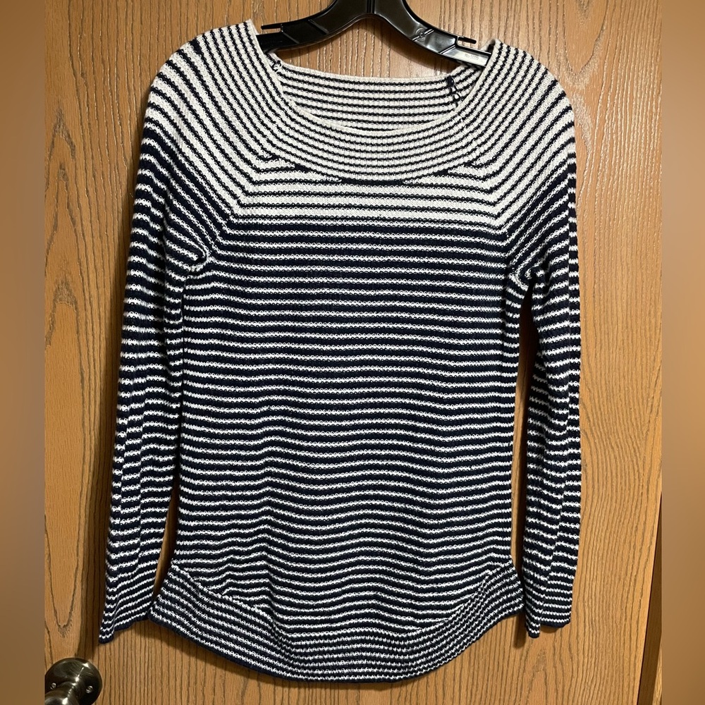 LOFT Sweater with Navy and White Stripes